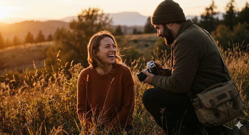Photographer with subject